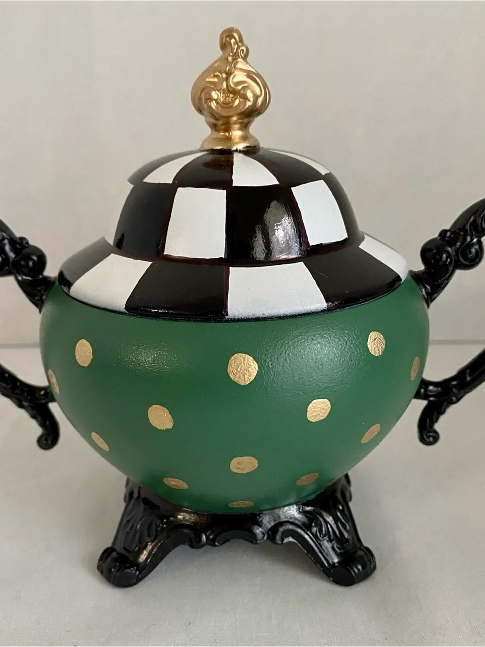MacKenzie Childs inspired vintage hand painted silver plate tea set